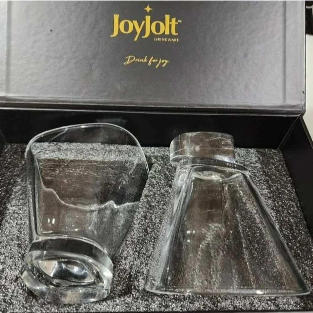 Set of Two Semi Square Cocktail Dessert Martini Crystal Drinking Glass‎ 7.5 Oz